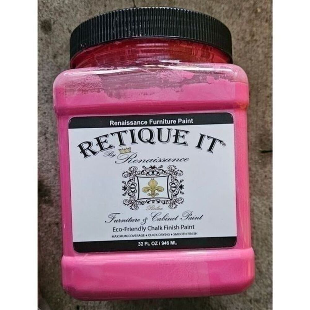 Retique It Chalk Finish Paint By Renaissance 32 Oz Cerise Hot Pink ~ NEW
